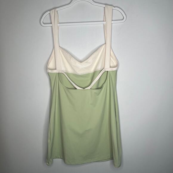 Free People Color Block Green Cream Active Mini Dress XL - Picture 4 of 8